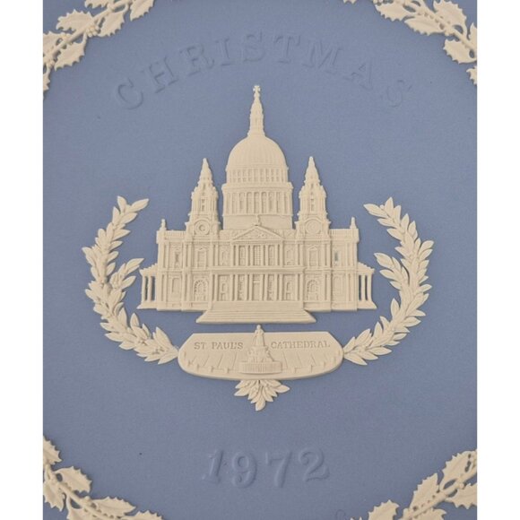 Wedgwood Christmas Collector Plate St Pauls Cathedral Blue Jasperware 1972 - Picture 2 of 10